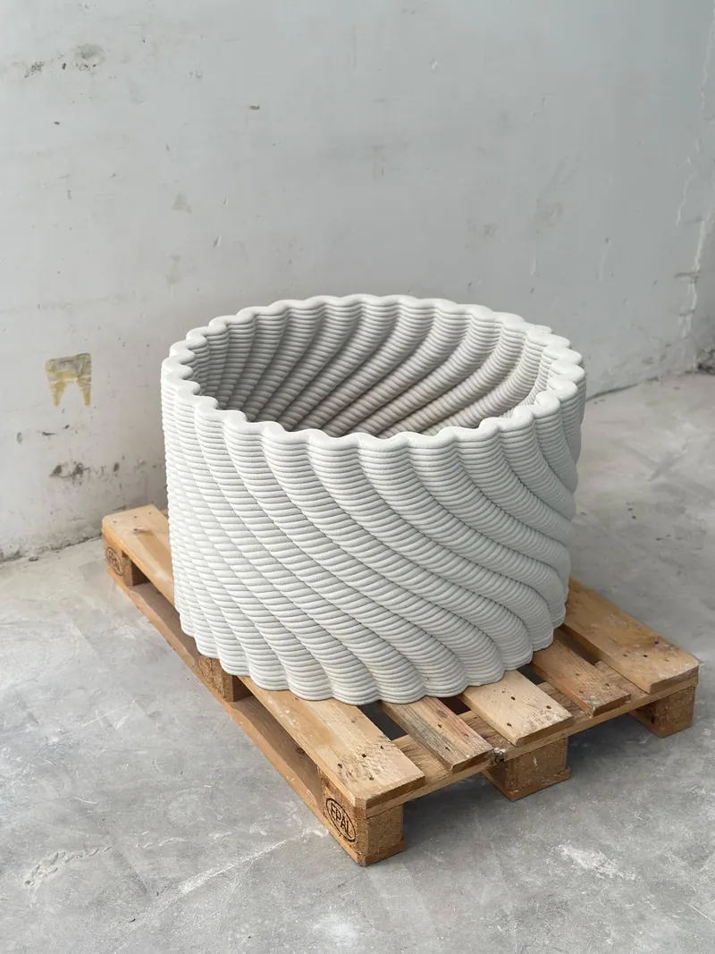 WAVE .01 printed and cured, on a pallet in the PHORM workshop
